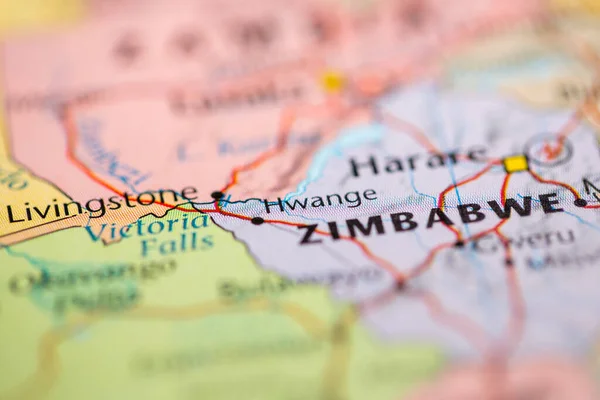 Hwange Zimbabwe Sulla Mappa — Foto Stock