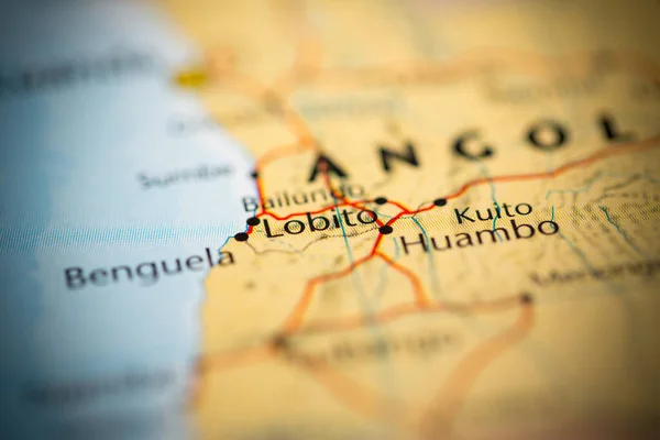 Lobito Angola Mapa — Foto de Stock