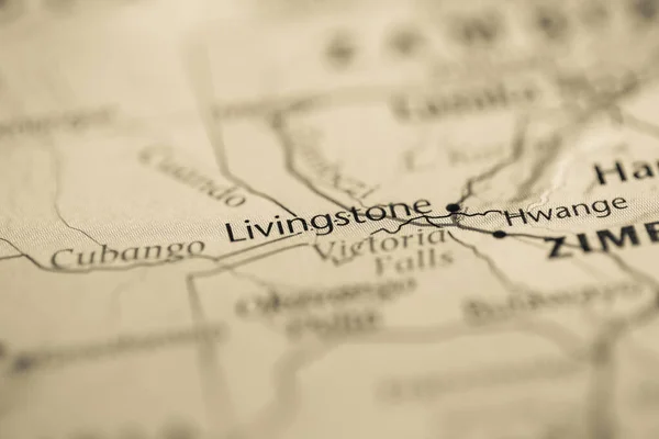 Livingstone Zambia Sulla Mappa — Foto Stock