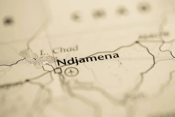 Ndjamena Chad Mapa — Foto de Stock