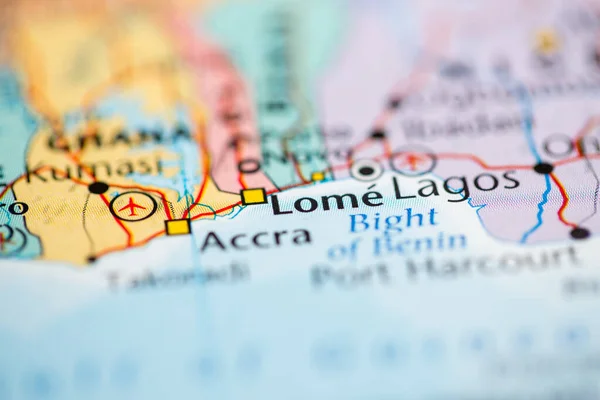 Lomé Togo Fondo Del Mapa Cerca — Foto de Stock