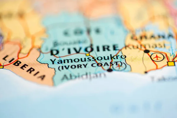 Ямусукро Кот Ивуар Фоне Карты Крупным Планом — стоковое фото
