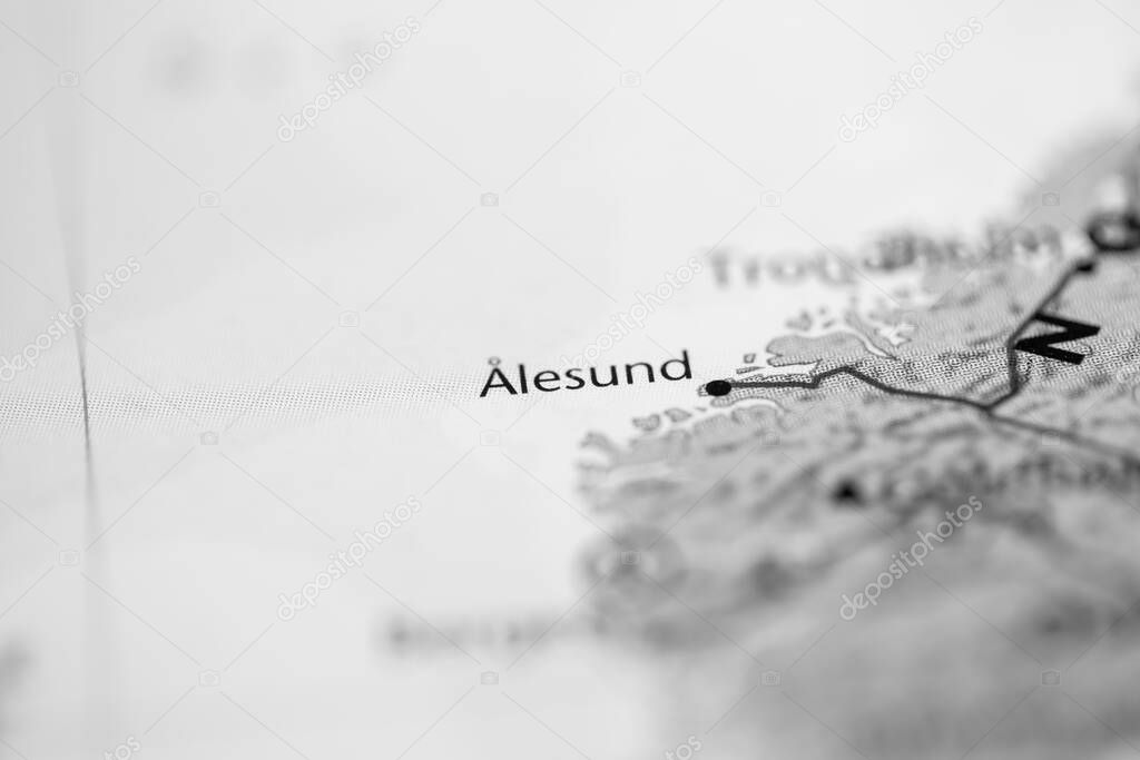 Alesund. Norway on the map 