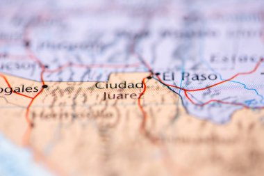 Ciudad Juarez. Mexico on the map clipart