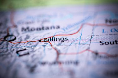 Billings. USA on the map clipart