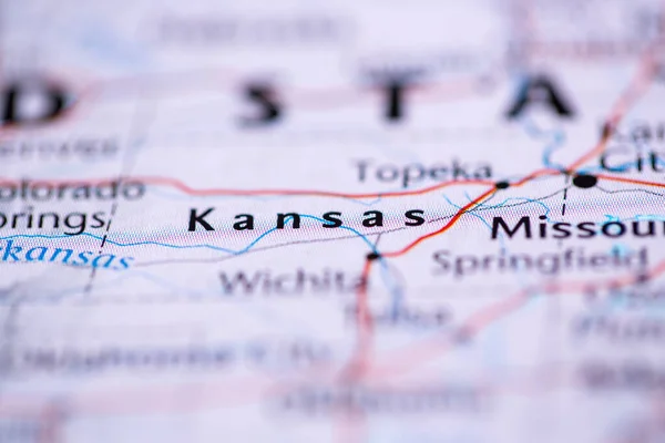 Kansas Stati Uniti Sulla Mappa — Foto Stock