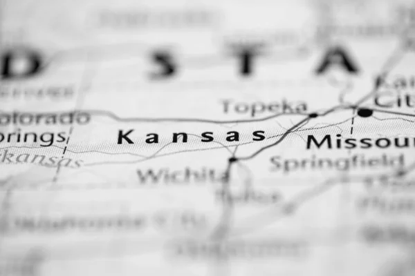 Kansas Stati Uniti Sulla Mappa — Foto Stock