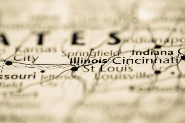 イリノイ州 地図上のアメリカ — ストック写真