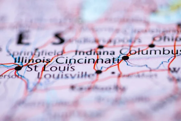 Cincinnati États Unis Sur Carte — Photo