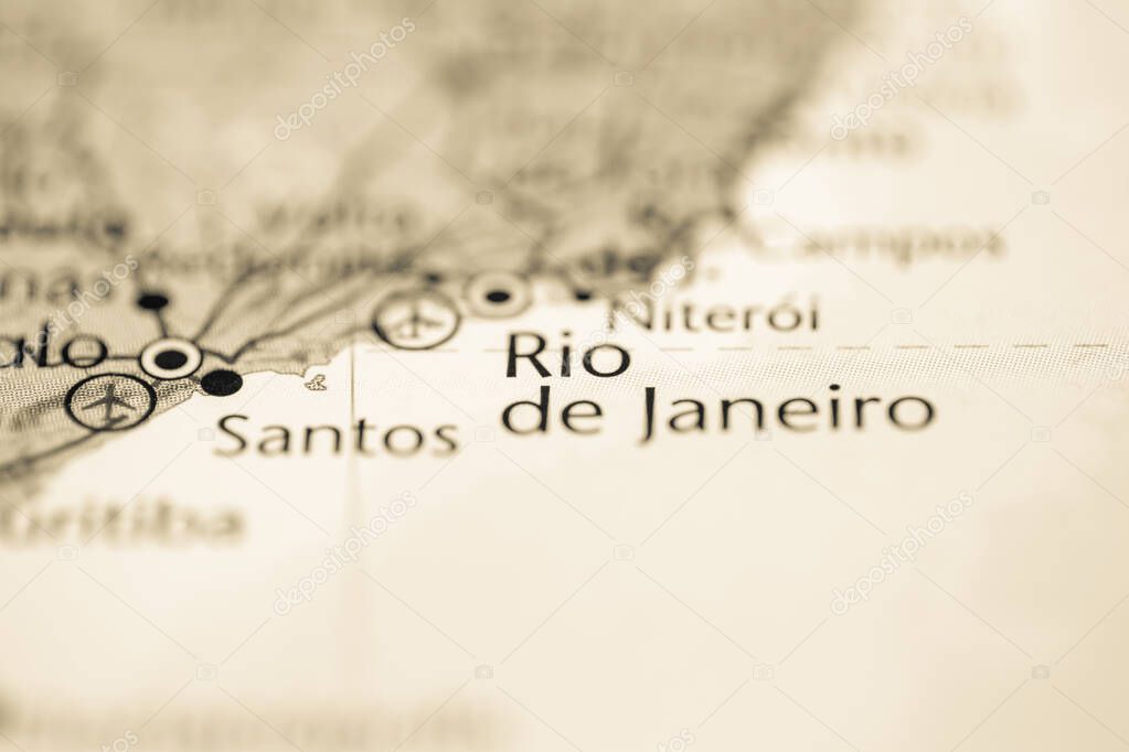 Rio de Janeiro. Brazil on the map