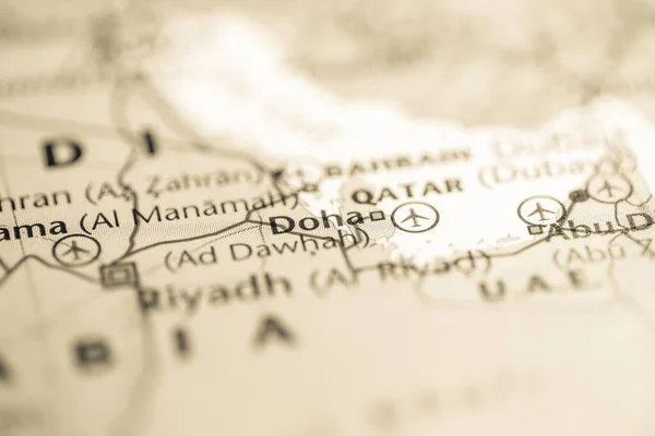 Doha Qatar Mapa — Foto de Stock