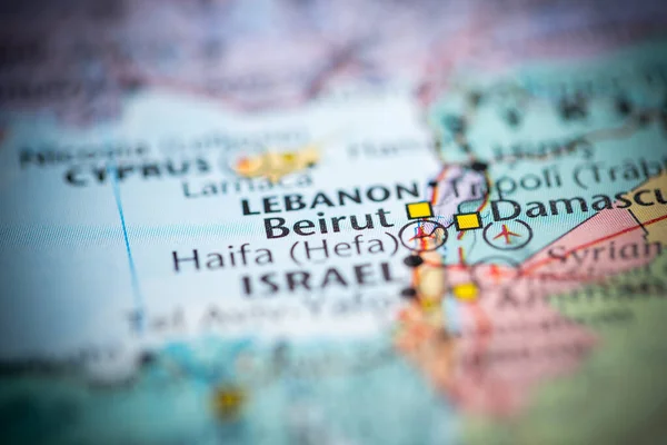 Bejrút Libanon Mapě — Stock fotografie