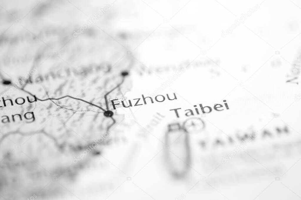 Fuzhou. China on the map