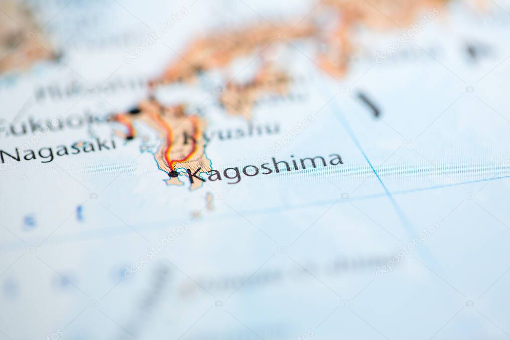 Kagoshima. Japan on the map