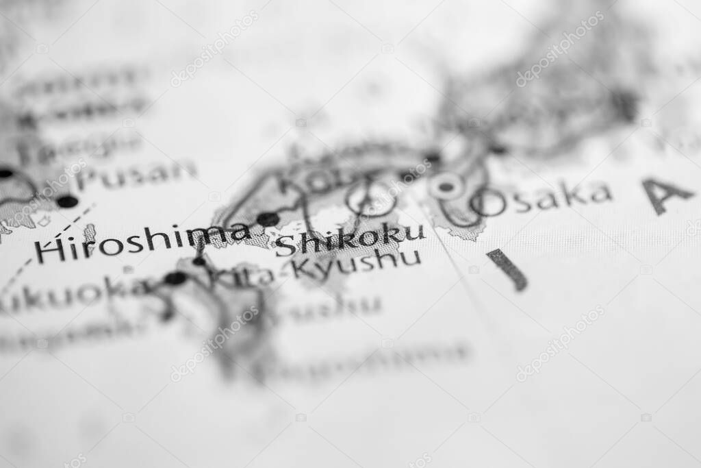 Shikoku. Japan on the map