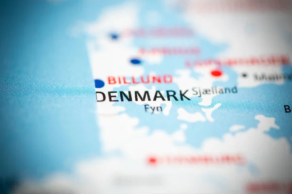 デンマークは地図上で — ストック写真
