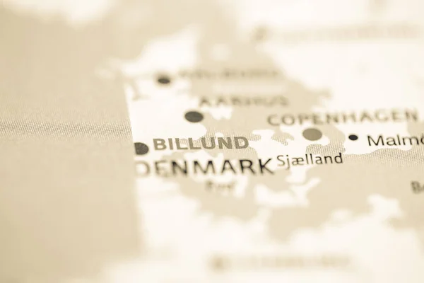 ビルンド デンマークは地図上で — ストック写真