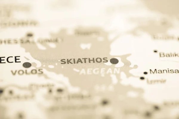 Skiathos 地图上的希腊 — 图库照片
