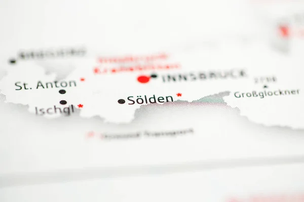 Solden Austria Mapa — Foto de Stock