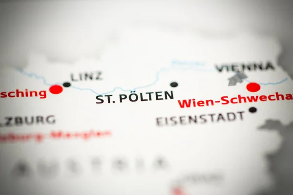Σαιντ Πόλτεν Αυστρία Στο Χάρτη — Φωτογραφία Αρχείου