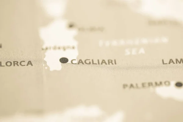 칼리아리 지도에 나오는 이탈리아 — 스톡 사진