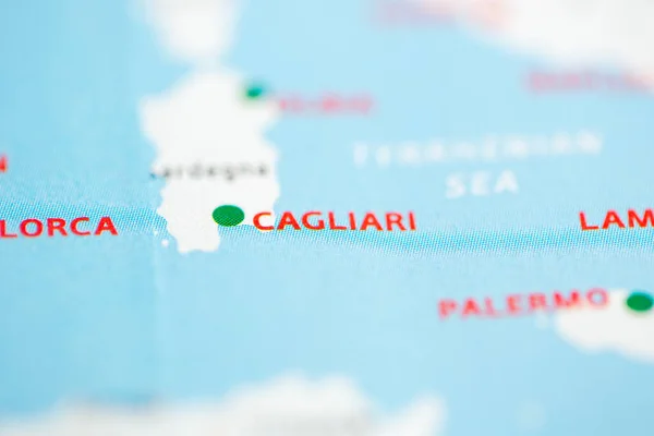 Κάλιαρι Ιταλία Στο Χάρτη — Φωτογραφία Αρχείου