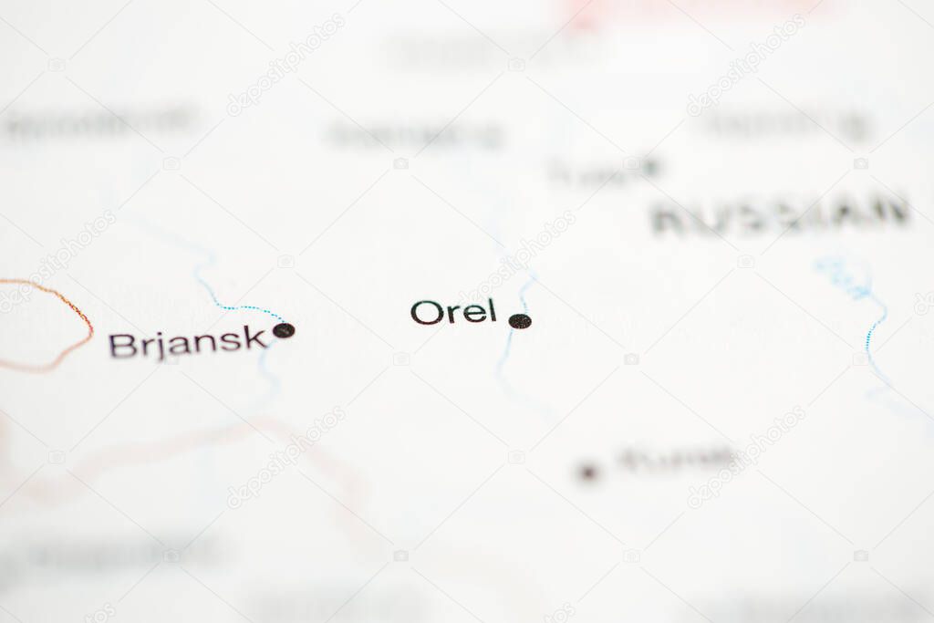 Orel. Russian Federation on the map