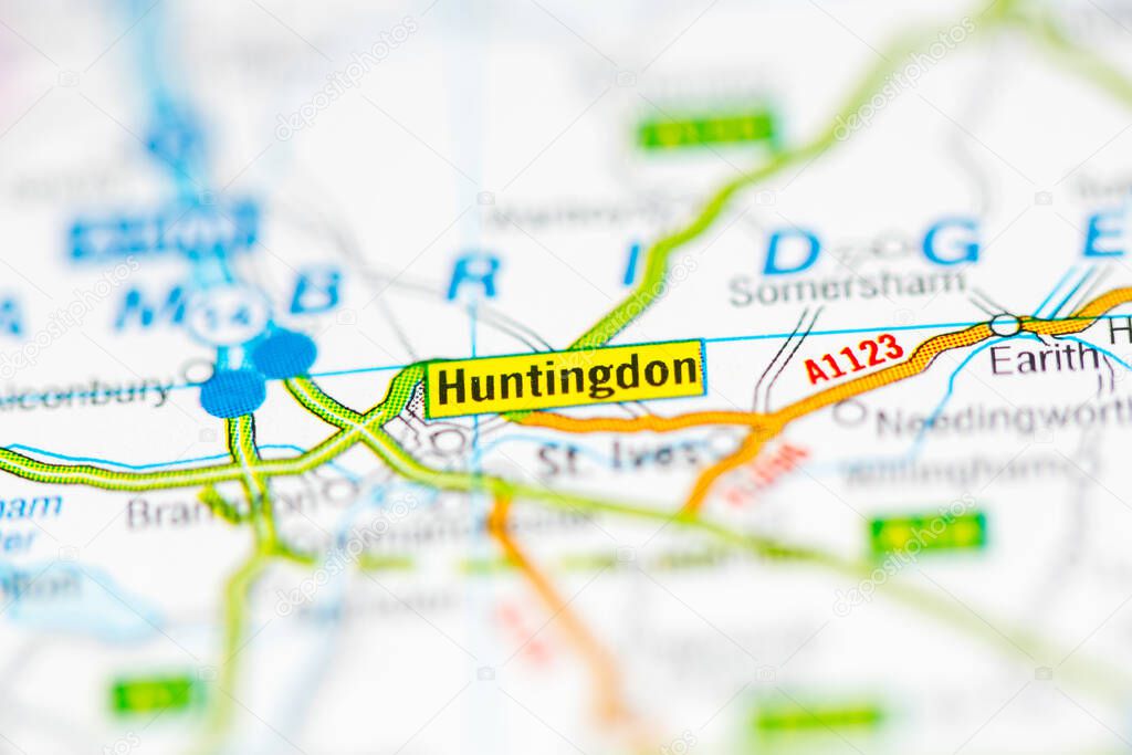 Huntingdon. United Kingdom detailed view on the map