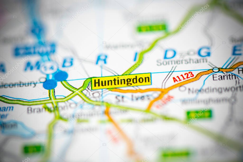 Huntingdon. United Kingdom detailed view on the map