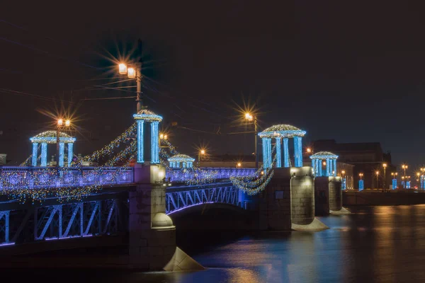 Palace Bridge Saint Petersburg Russia Decorated New Year Идея Прекрасного — стоковое фото
