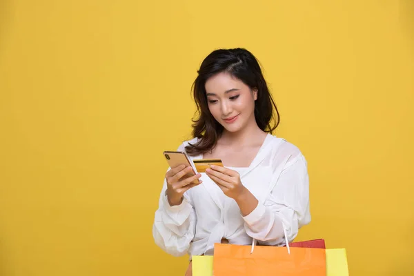 Retrato Asiático Hermosa Joven Feliz Sonriendo Alegre Ella Está Sosteniendo — Foto de Stock