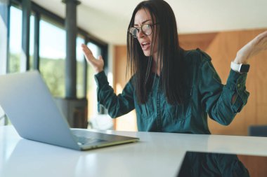 Bilgisayarla evde çalışan başarılı bir iş kadını.