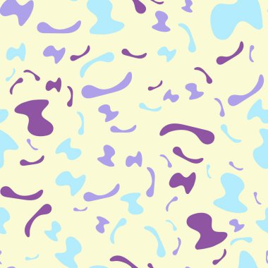 Renkli şekilli, soyut, pürüzsüz bir desen. Güzel tekstil ya da kağıt baskı. Elle çizilmiş organik şekilli modern bir arka plan. Vektör illüstrasyonu.