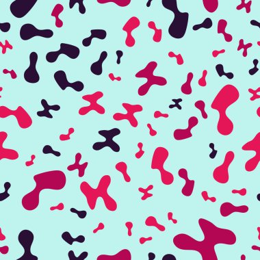 Renkli şekilli, soyut, pürüzsüz bir desen. Güzel tekstil ya da kağıt baskı. Elle çizilmiş organik şekilli modern bir arka plan. Vektör illüstrasyonu.