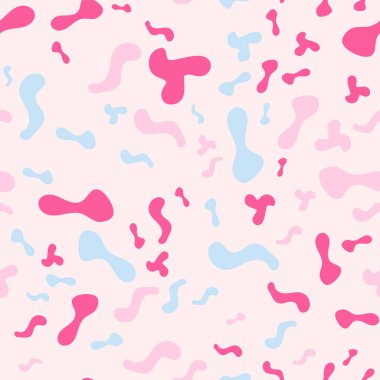 Renkli şekilli, soyut, pürüzsüz bir desen. Güzel tekstil ya da kağıt baskı. Elle çizilmiş organik şekilli modern bir arka plan. Vektör illüstrasyonu.