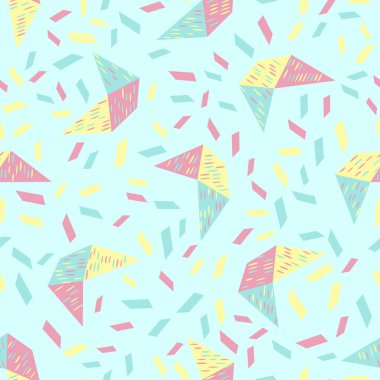 Kusursuz soyut geometrik desen. Kumaş, ambalaj, tekstil, duvar kâğıdı ve giysi için yaratıcı çocuk dokusu. Vektör illüstrasyonu.