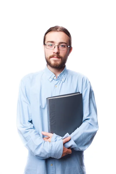 Bearded man holding folder — Stock Photo, Image