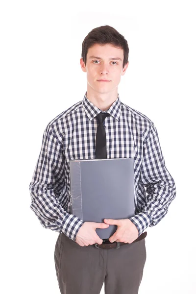 Handsome man with folder — Stock Photo, Image