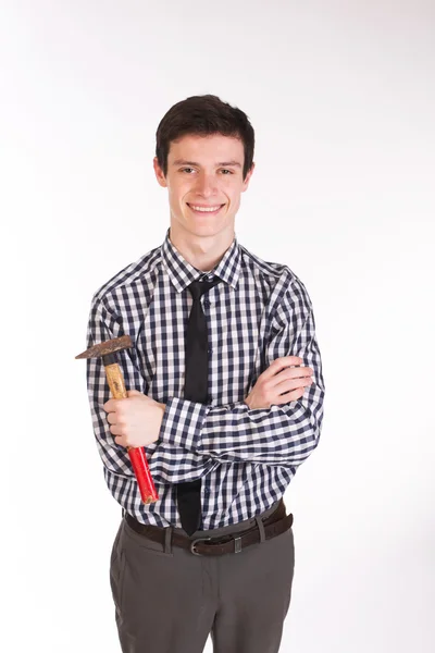 Man with tools in studio — Stock Photo, Image