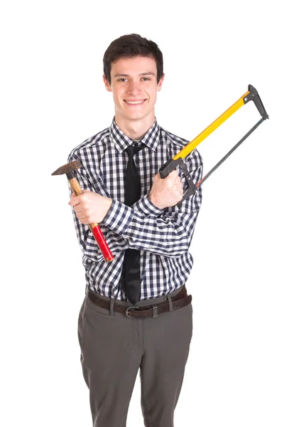 Homem bonito com ferramentas — Fotografia de Stock