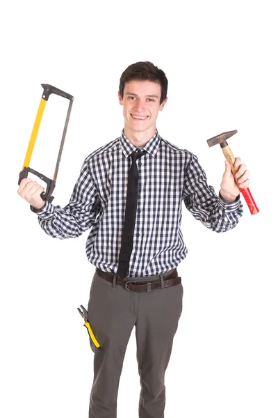 Homem bonito com ferramentas — Fotografia de Stock