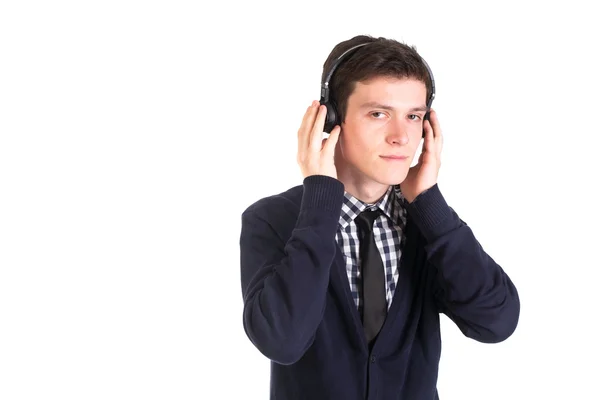 Homem bonito ouvindo música — Fotografia de Stock