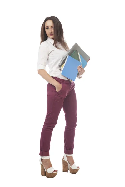 Businesswoman with folders — Stock Photo, Image