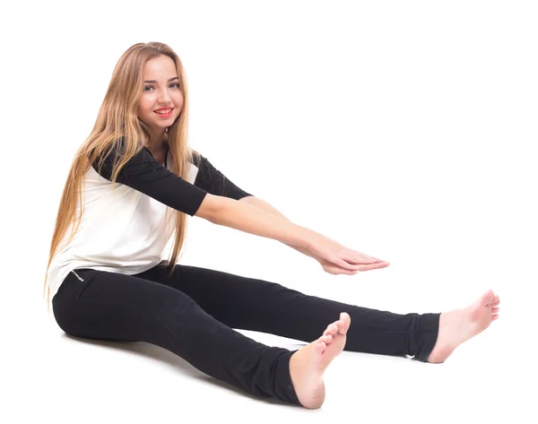 Young girl doing sport exercise — Stock Photo, Image