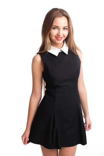 Pretty young girl in black dress — Stock Photo, Image