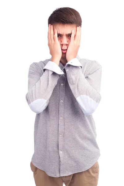 Man covered face with hands — Stock Photo, Image