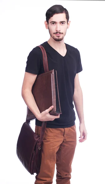 Young man holding folder — Stock Photo, Image