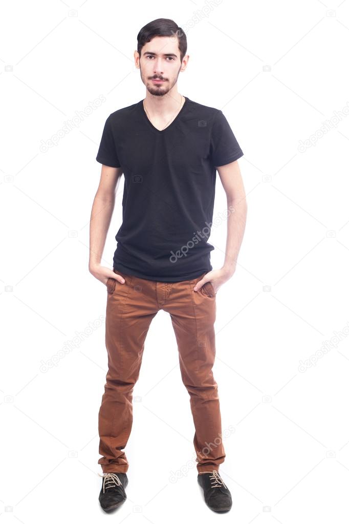 Young man posing in studio