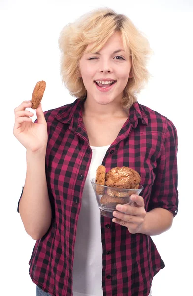 Mooi meisje met cookies — Stockfoto