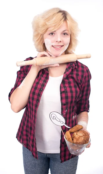 Menina bonita com comida — Fotografia de Stock